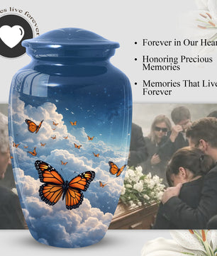Monarch Butterfly Urn for Mom | Butterfly Cremation  Large Urn for Ashes | Memorial Urn for Women