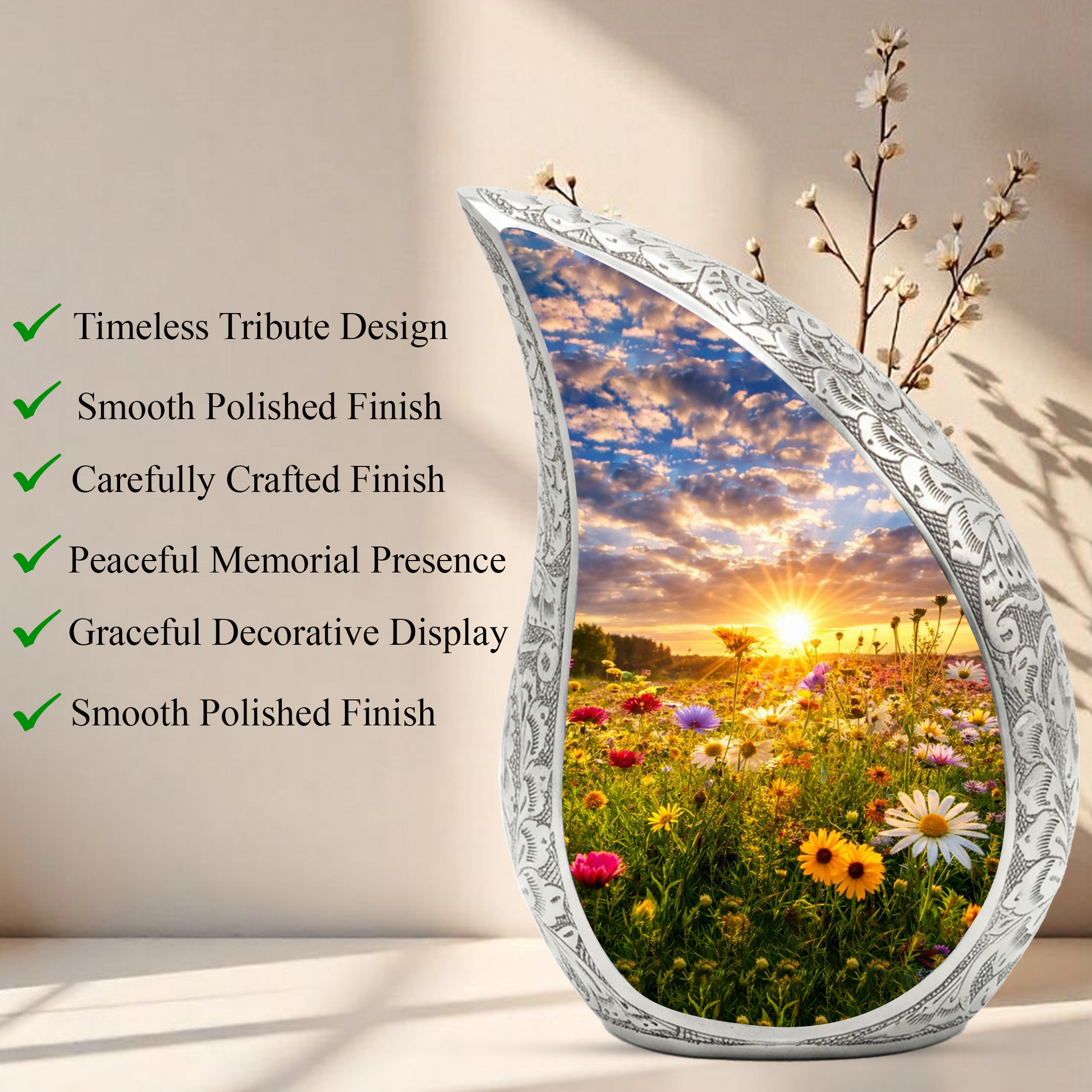 Sunflower Adult Urn for Human Ashes – Premium Sunflower Cremation Urn