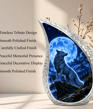 Wolf Cremation Urn for Ashes | Blue Moon Wolf Adult keepsake urn