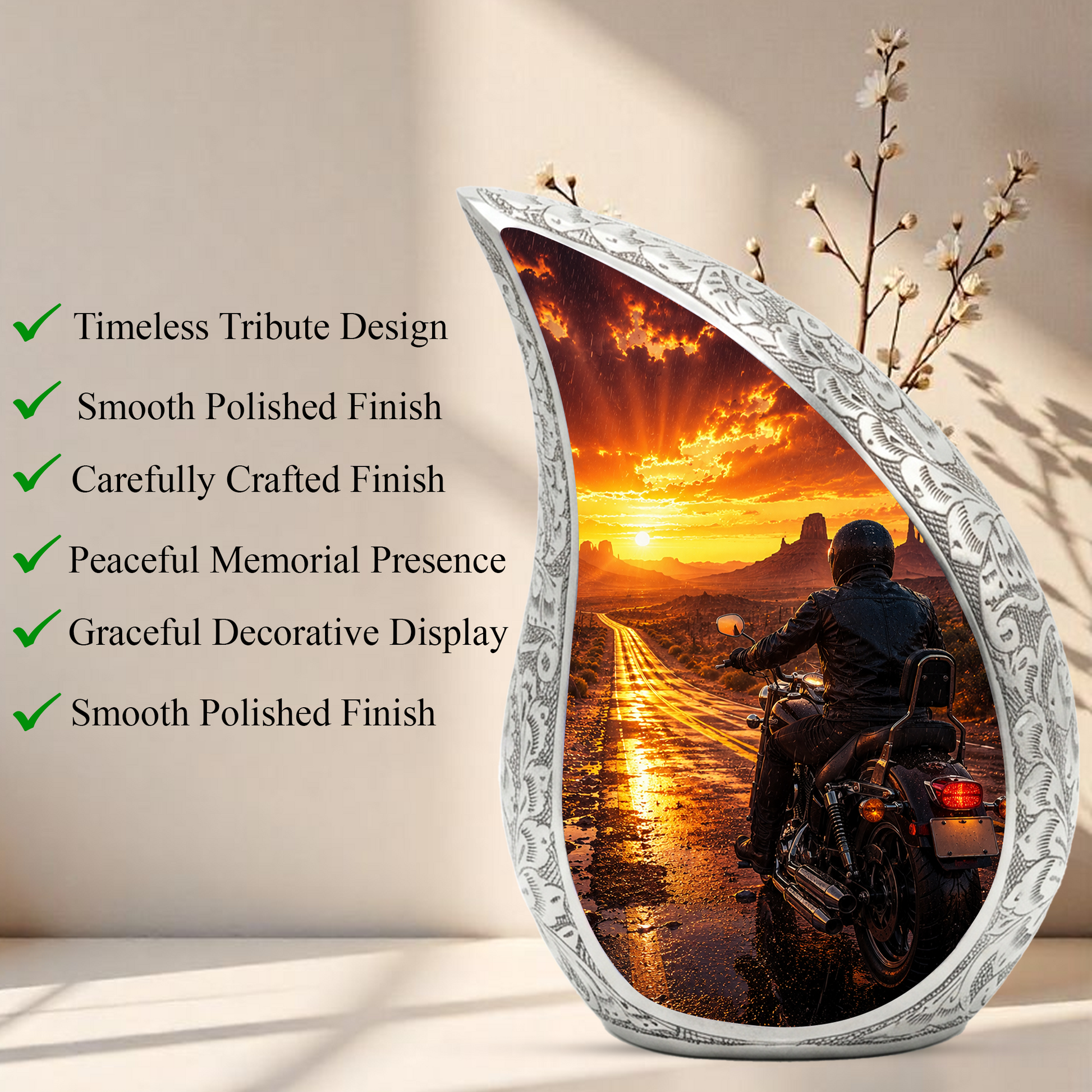 Motorcycle Urn for Dad Ashes | Motorcycle Cremation Urn for Men, Adult Male Memorial Urn