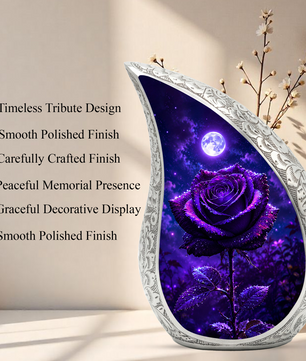 Purple Rose Urn for Human Ashes – Beautiful Memorial Urn for Mom
