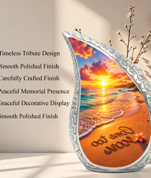 Beach Sunset Adult Cremation Urn for Mom – Personalized Memorial Urn for Human Ashes | Ocean Funeral Urn for Women