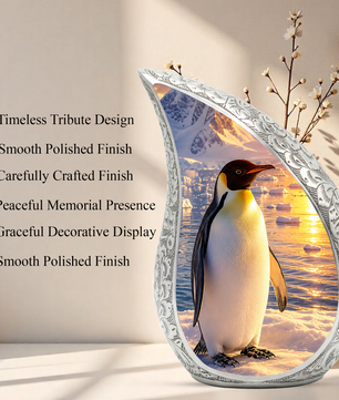 Penguin Memorial Urn for Mom, Dad & Family – Handmade Cremation Urn for Human Ashes