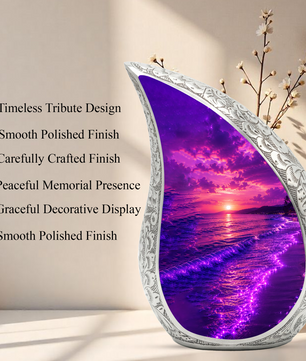 Beach Cremation Urn for Human Ashes – Ocean Sunset Memorial Urn, Beach Theme Urn for Adults