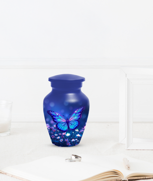 Blue Butterfly Urn for Ashes, Custom Butterfly Cremation Urn
