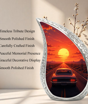 Muscle Car Sunset Urn for Adult Ashes – Classic Car Memorial Cremation Urn