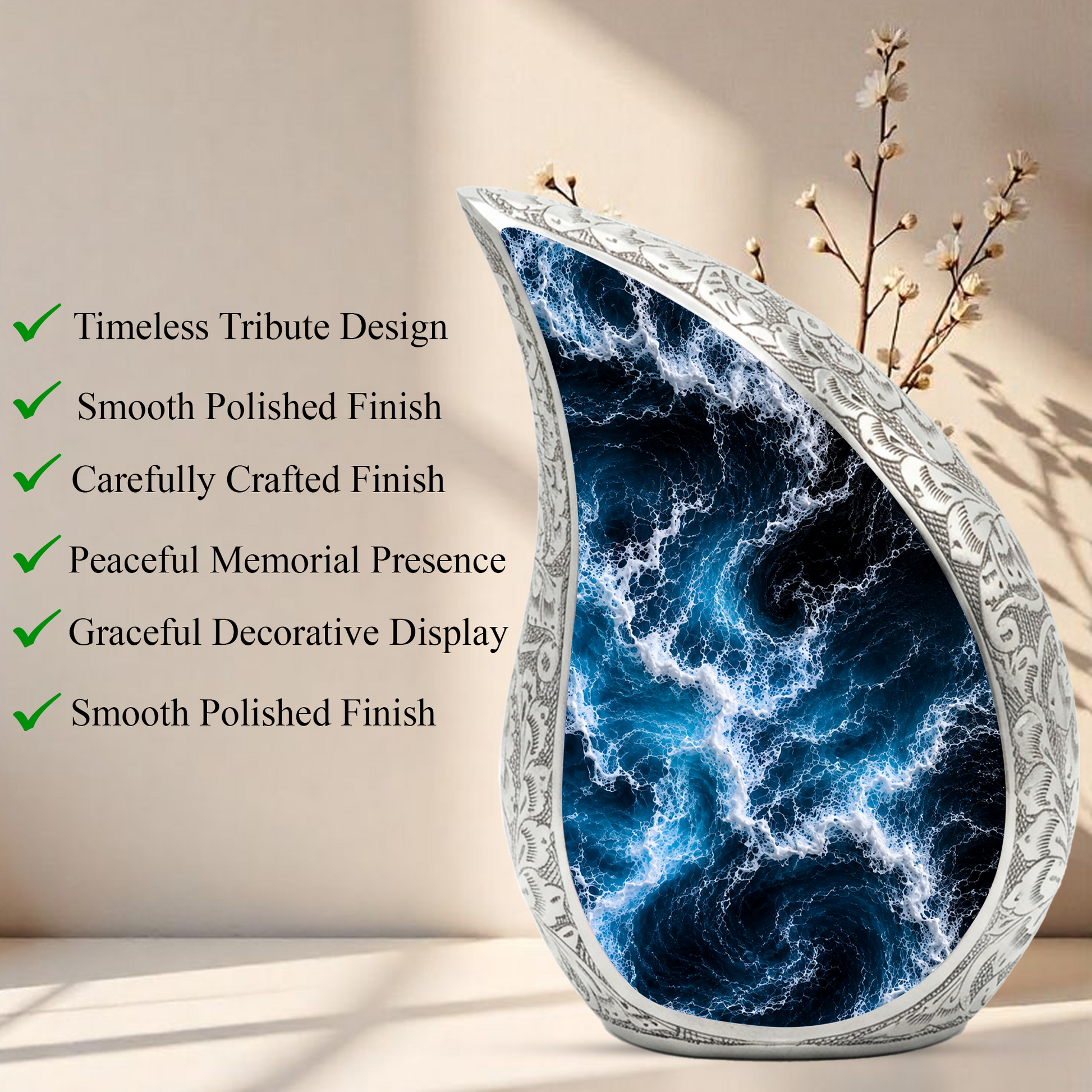 Beach Urn for Ashes, Ocean Wave Cremation Urn,Beautiful Ocean Keepsake Urn