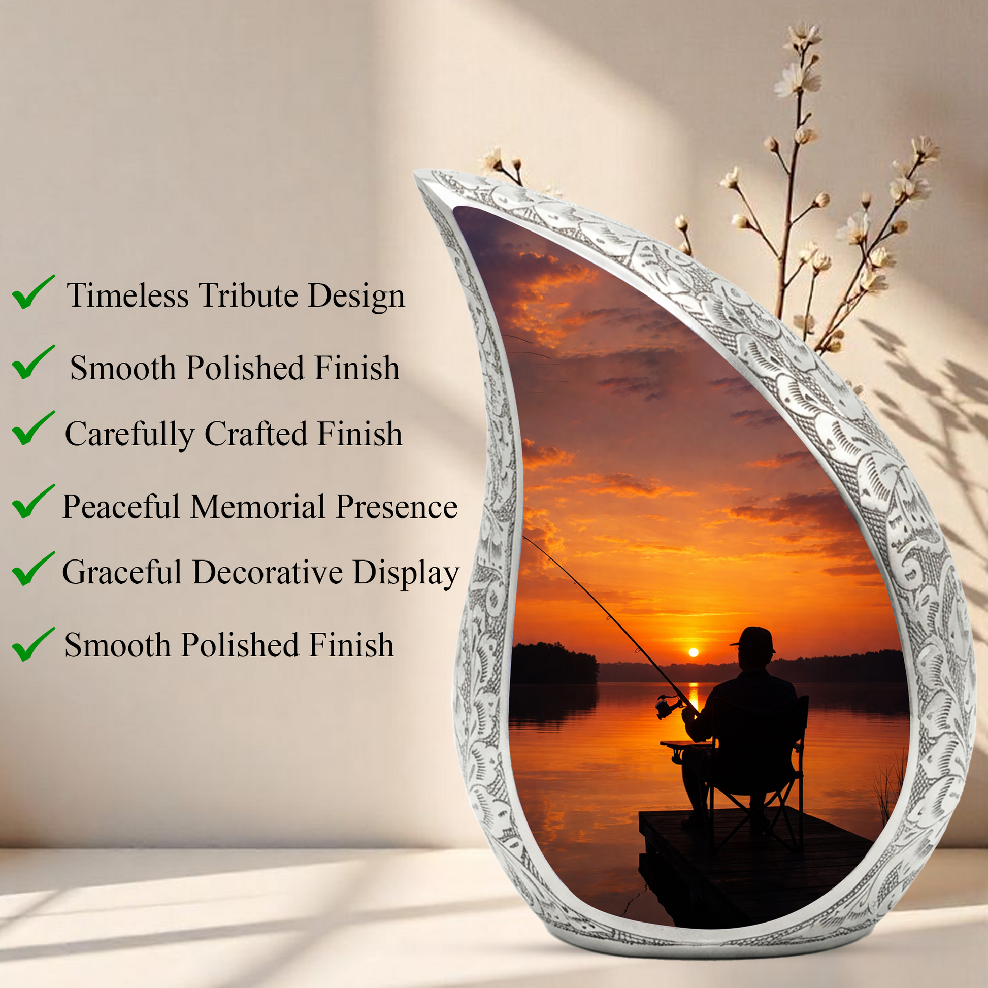 Fishing Urn for Dad | Gone Fishing Cremation Urn for Male Ashes,