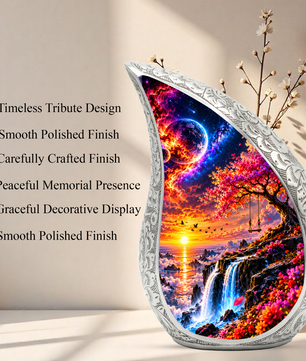 Tree of Life Cremation Urn for Ashes, Nature Memorial Urn, Sunset Waterfall Adult Urn, Tree Memorial Urn,