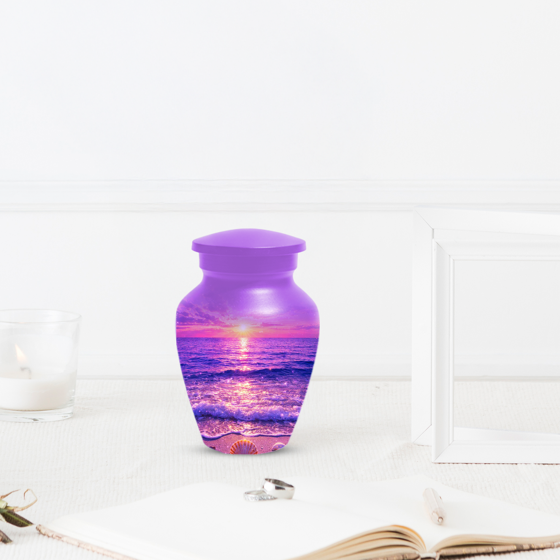 Personalized Ocean Sunset Cremation Urn | Adult, Large, Mini & Keepsake Urn for Human Ashes