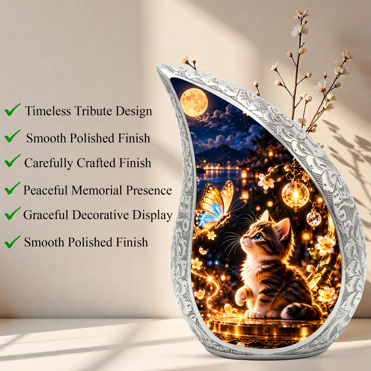 Cat Urn for Ashes, keepsake Personalized Cat Cremation Urn