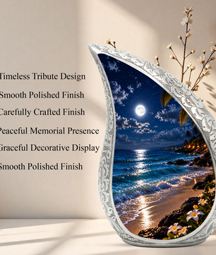 Moonlit Beach Cremation Urn for Ashes, Personalized Ocean Adult Urn