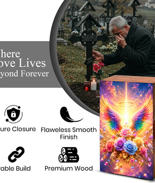 Angel Wings Cremation Urn – Personalized Funeral Flower Memorial Keepsake Box
