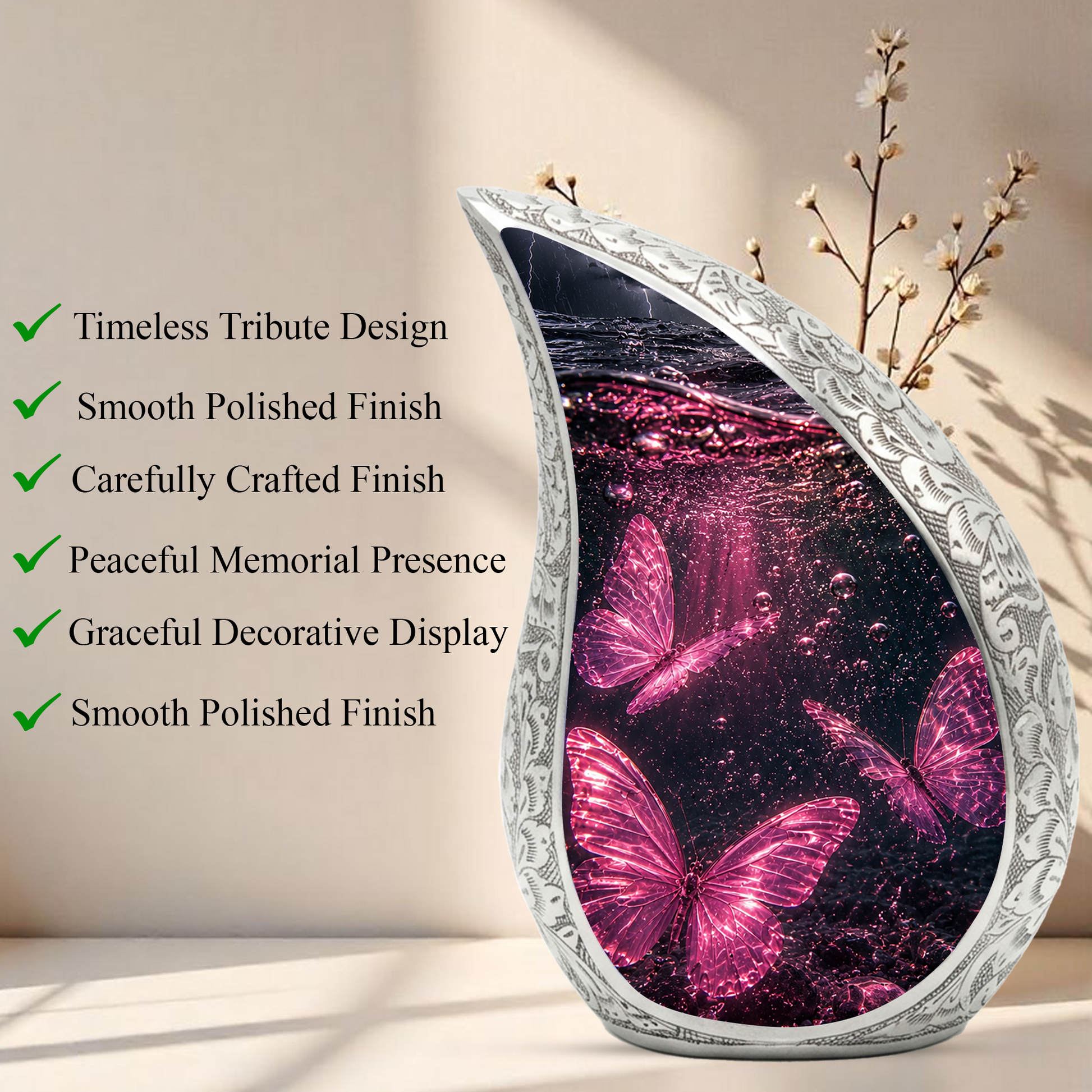 Pink Butterfly Urn for Ashes | Butterfly Urns for Human Ashes, Butterfly Urn for Cremains,