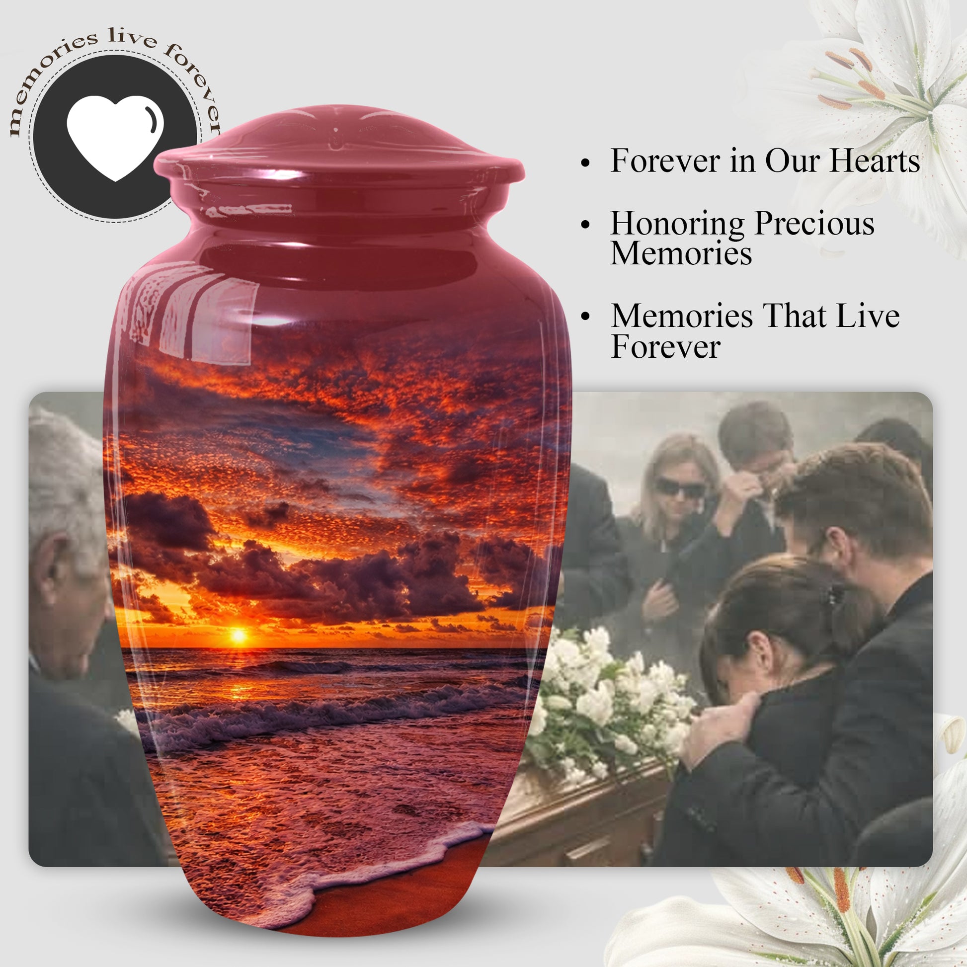 Product Title  Sunset Beach Urn for Mom | Adult Cremation Large  Urn for Ashes | Memorial Urn for Women