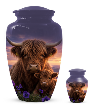 Highland Cow Cremation Urn for Ashes - Personalized Farm Animal Memorial