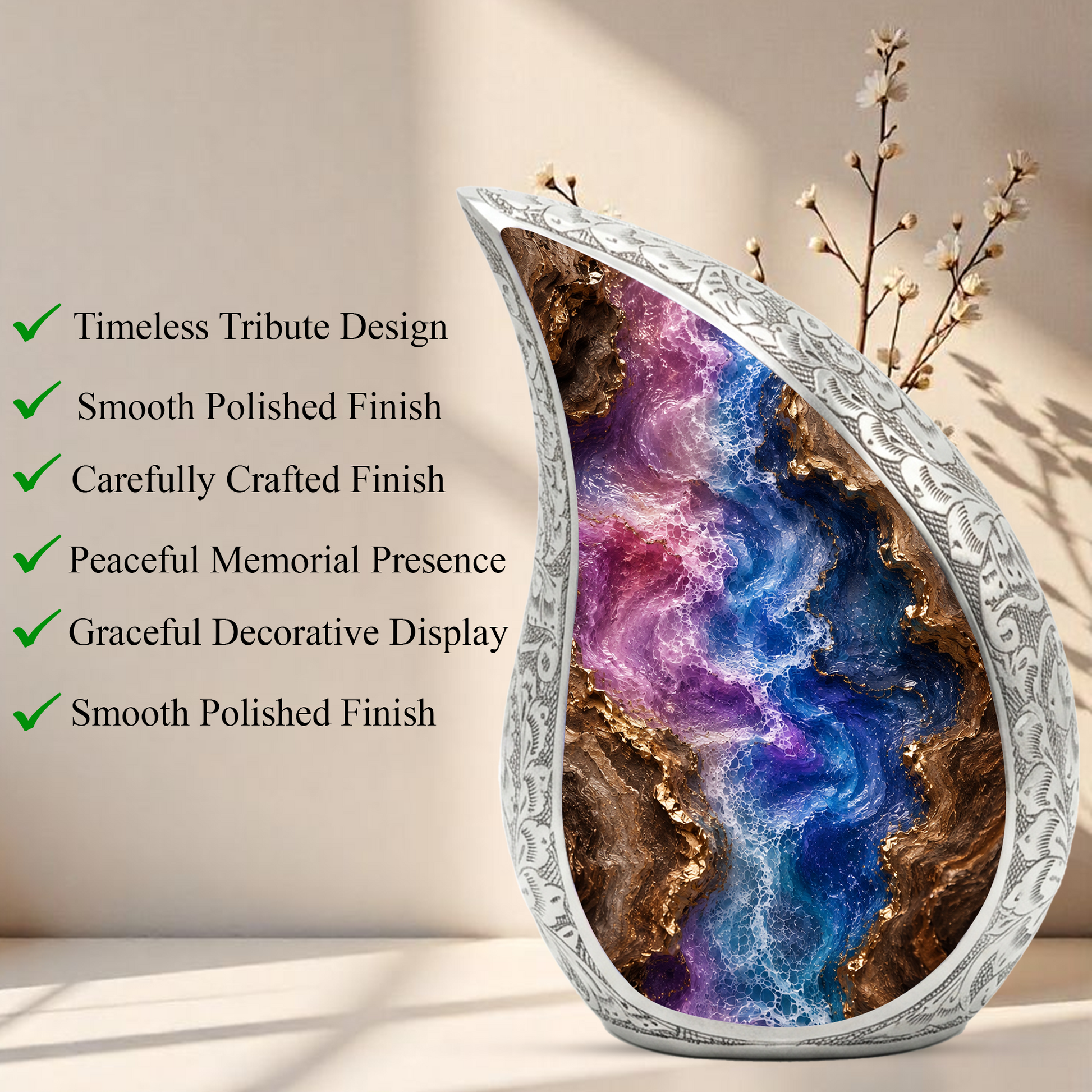 Abstract Cremation Urn for Ashes, Adult Urn for Human Ashes