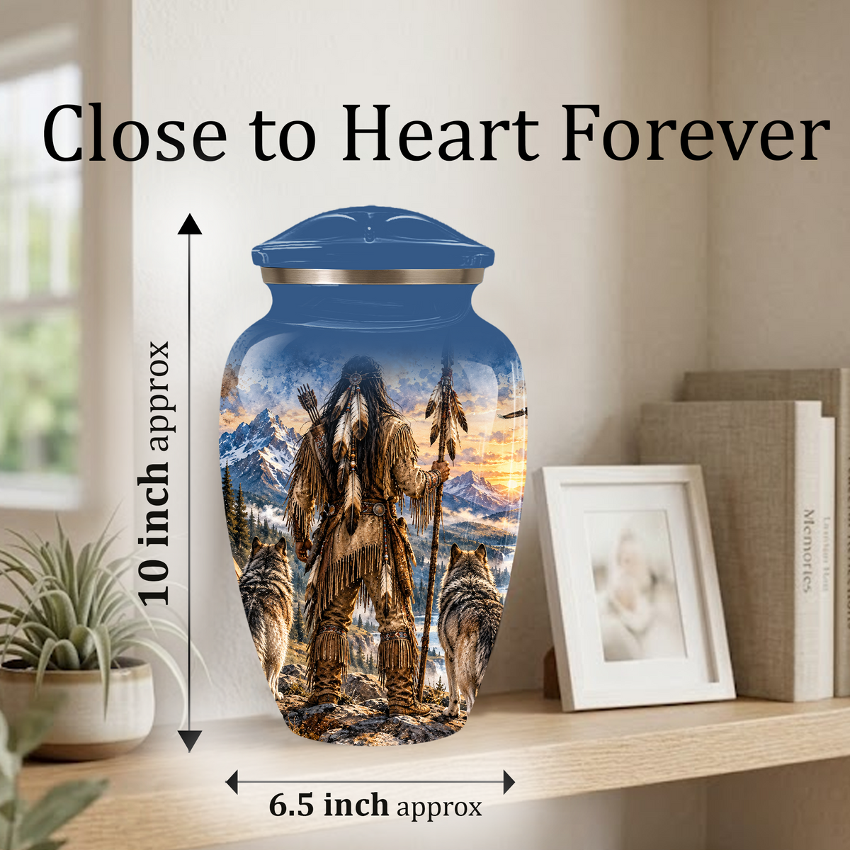 Adult Cremation Urn for Ashes | Personalized Adult Urn | Handmade Memorial Urn with Mountain & Wolf Design