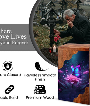 Butterfly Cremation Urn – Custom Wooden Memorial Urn Box for Ashes