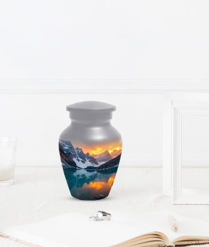 Mountain Lake Sunset Adult Urn for Human Ashes | Scenic Adult Cremation Urn