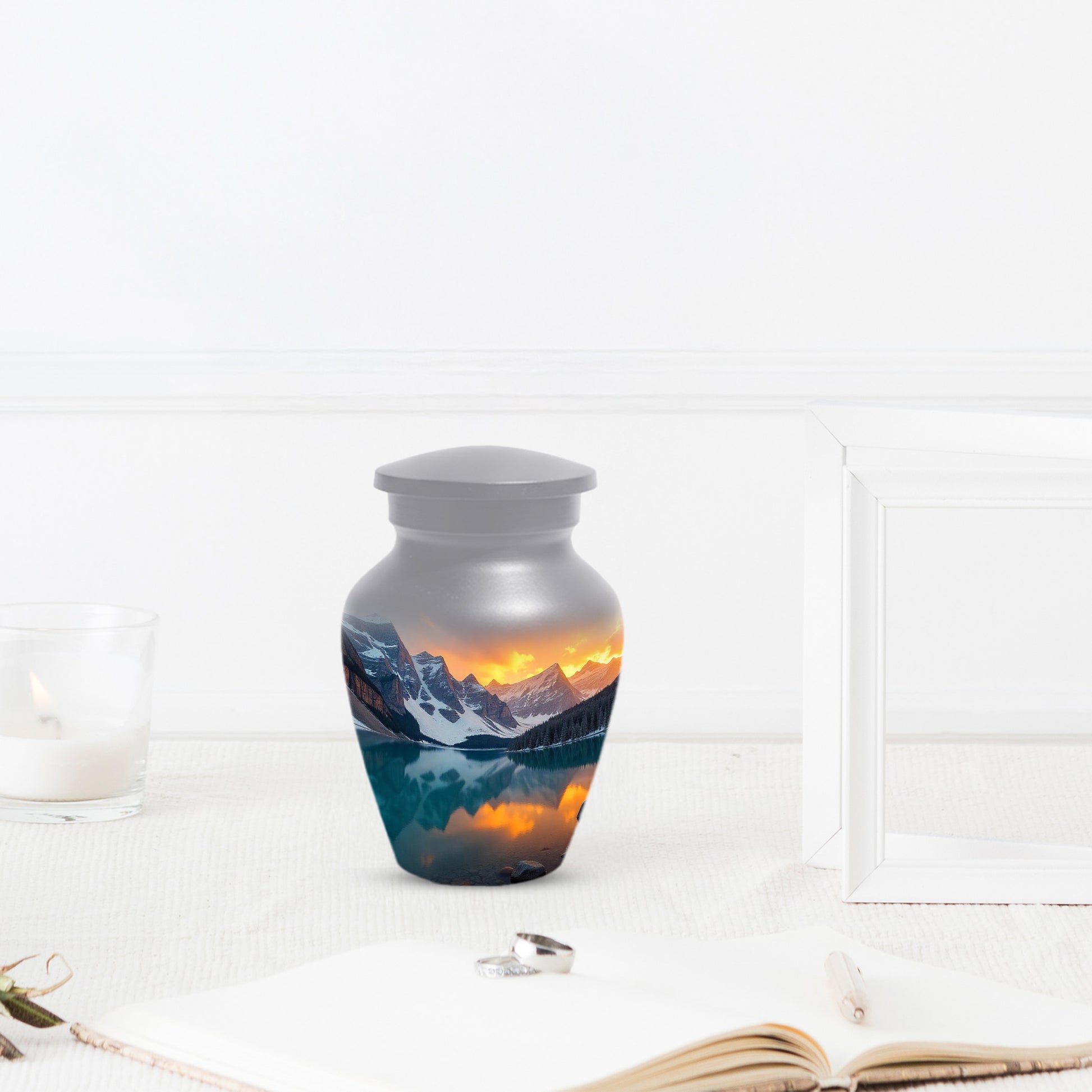 Mountain Lake Sunset Adult Urn for Human Ashes | Scenic Adult Cremation Urn