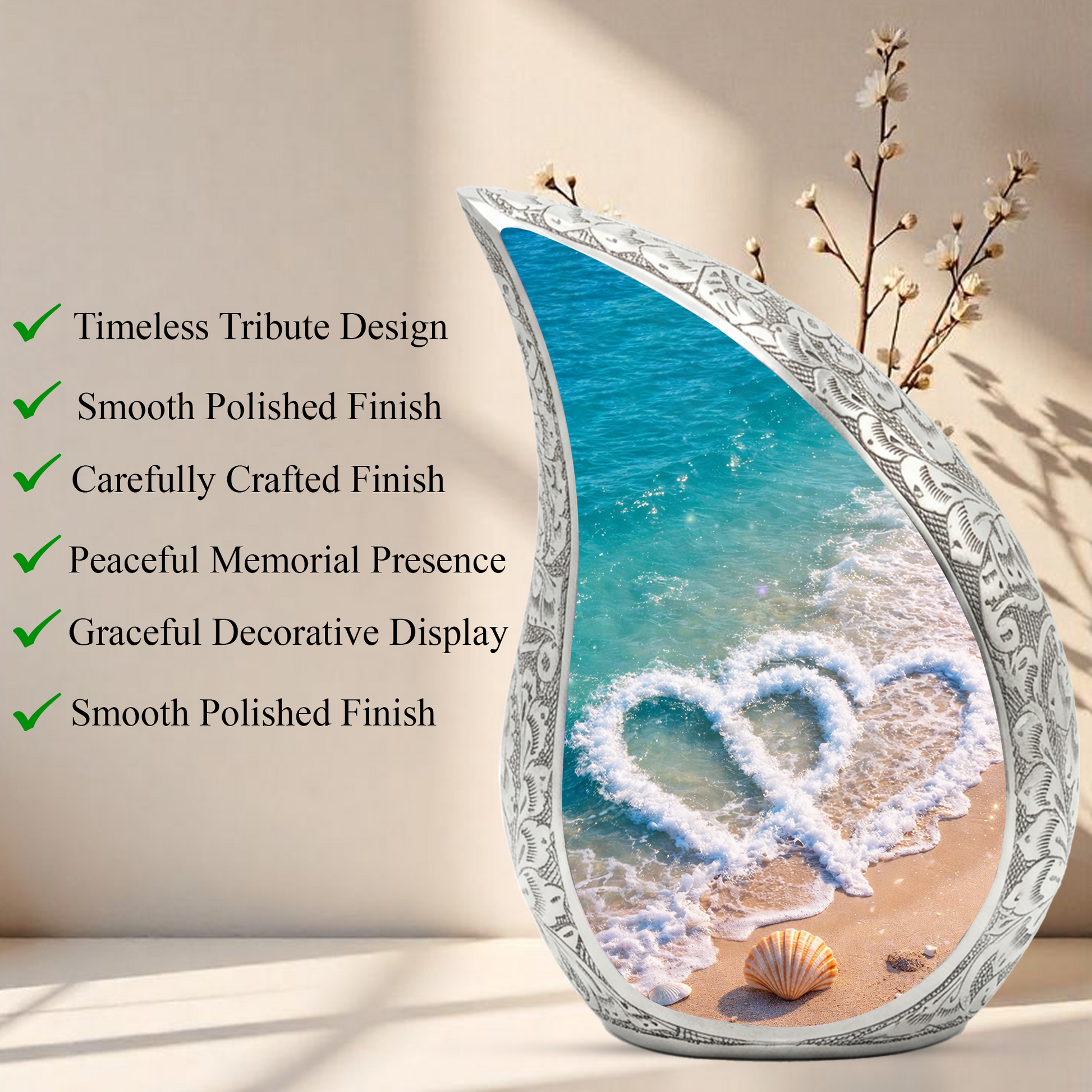 Beach Urns for Human Ashes, Ocean Wave Cremation Urn