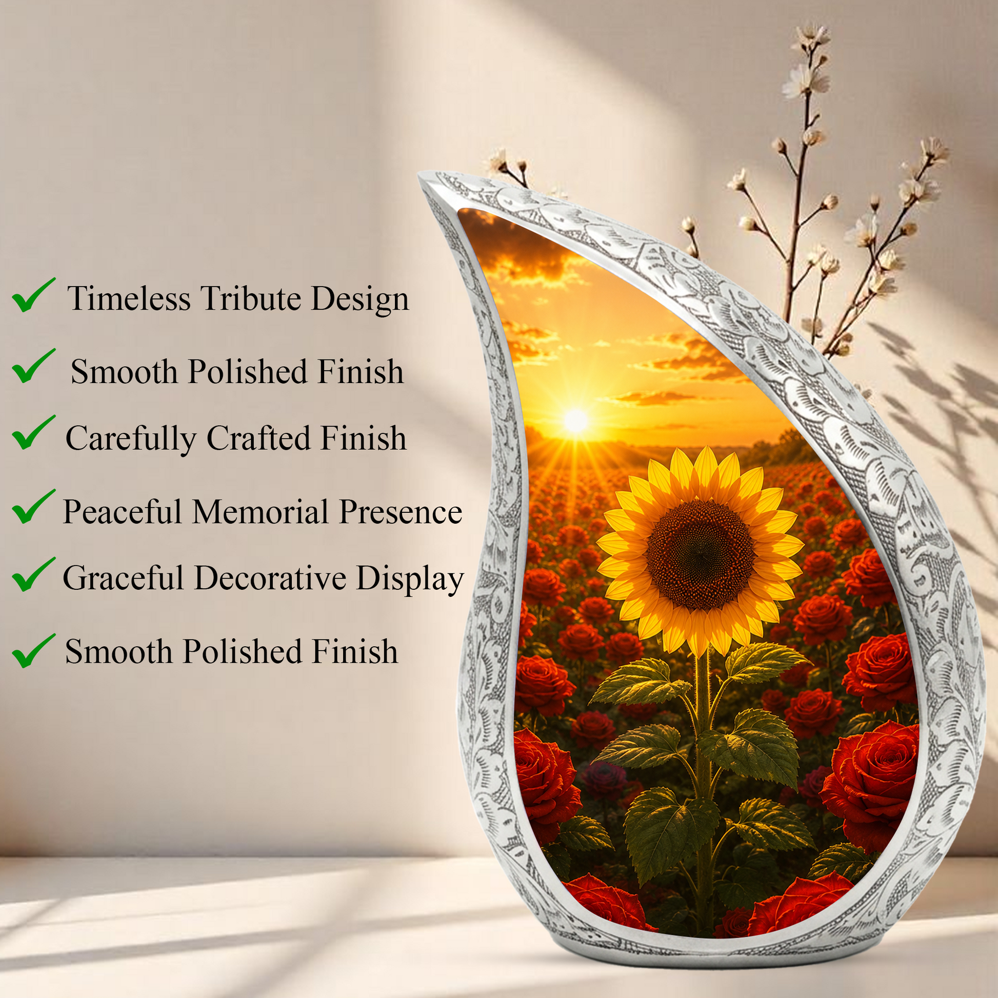 Sunflower Urn for Mom | Beautiful Cremation Urn for Women & Ashes