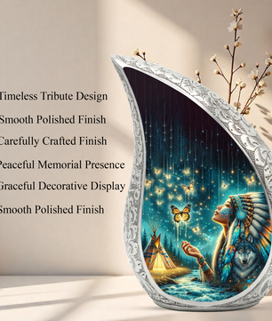 Native American Woman Butterfly Urn for Mom – Personalized Butterfly Cremation Urn for Human Ashes