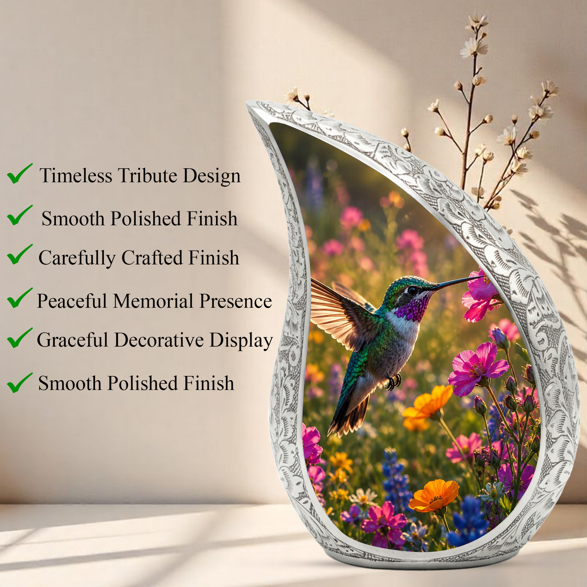 Hummingbird Urn for Human Ashes – Beautiful Adult Cremation Urn