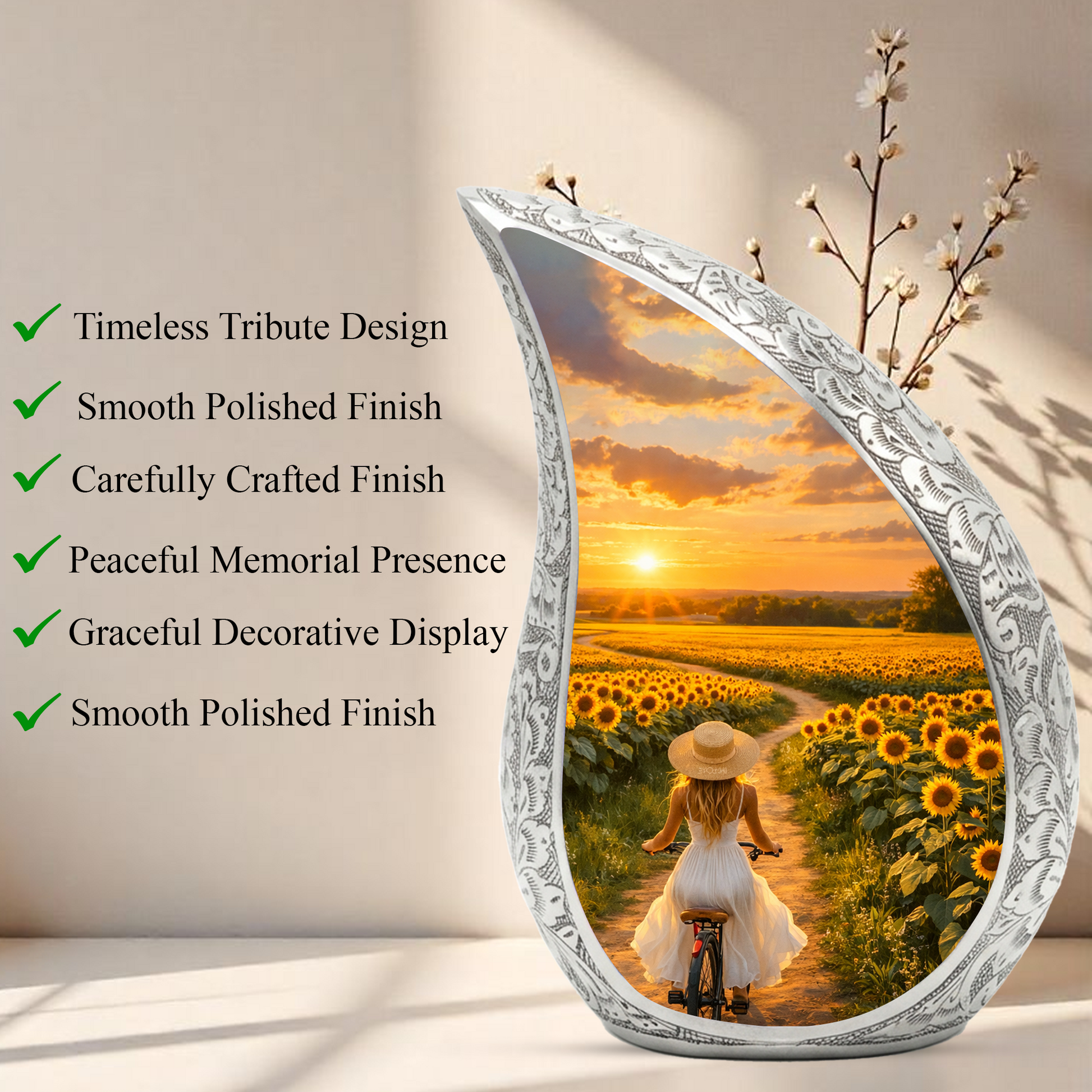 Sunflower Urn for Mom – Premium Sunflower Cremation Urn for Human Ashes