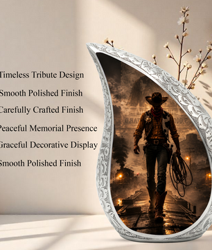 Cowboy Urn for Dad & Men | Western Cremation Urn for Adult Male Ashes | Cowboy Memorial Urn