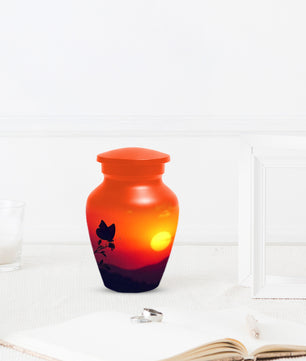Butterfly Sunset Urn for Adult Ashes | Orange Sunset Butterfly Cremation Urn