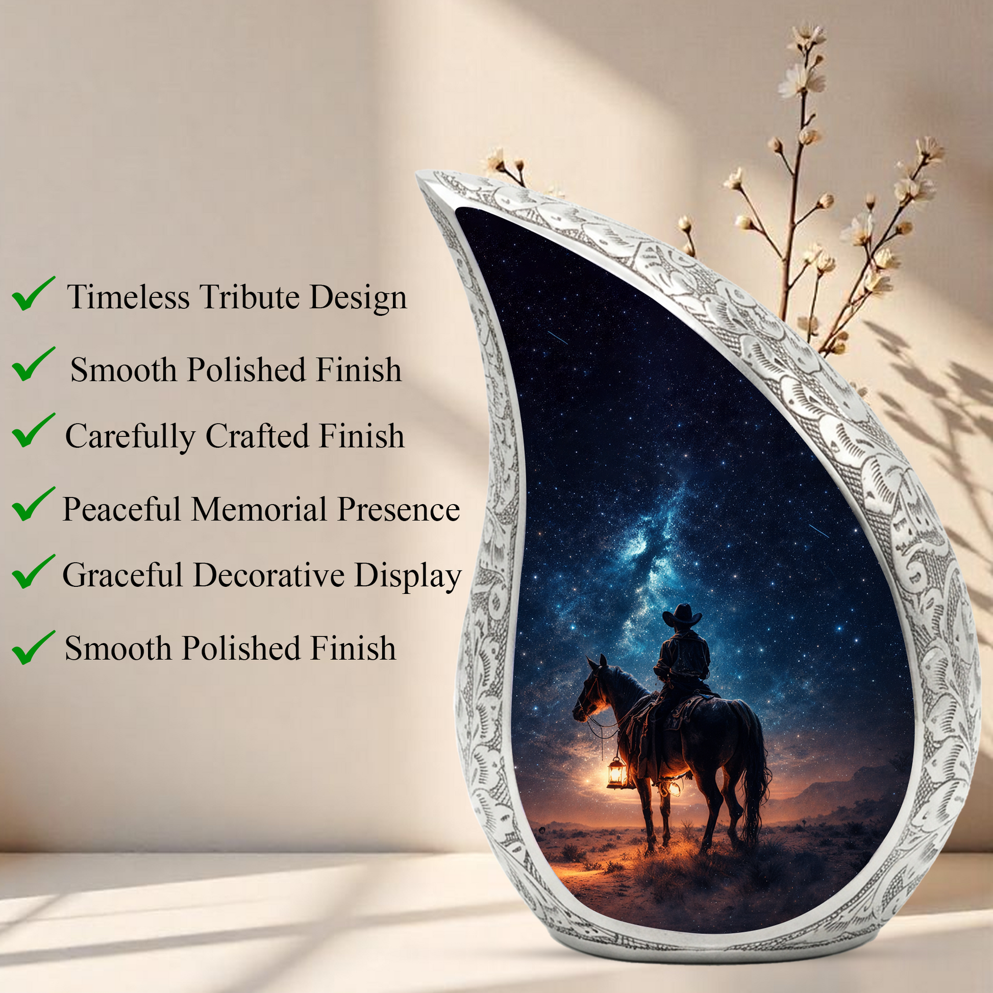 Cowboy with Stars Night Sky Cremation Urn for Adult Ashes