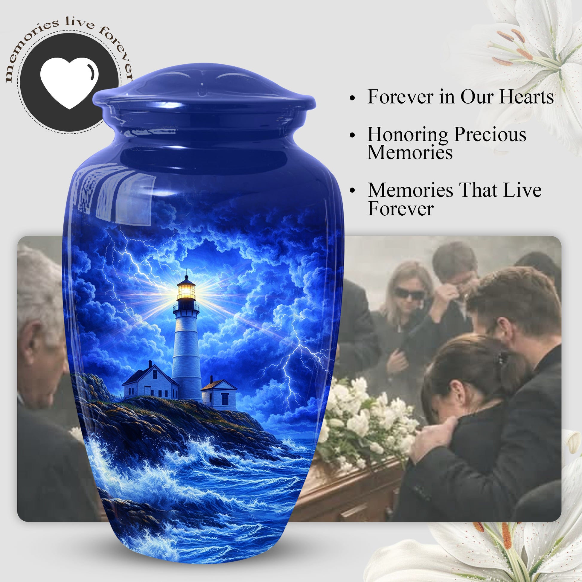 Lighthouse Memorial Urn for Dad, Personalized Adult Cremation Large  Urn