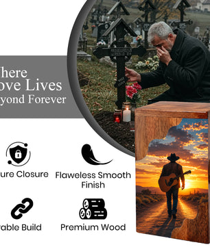 Guitar Wooden Cremation Urn – Wooden Urn for Human Ashes