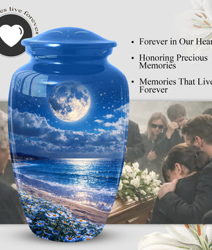 Moonlit Ocean Urn for Mom - Adult Female Cremation Large Urn for Ashes