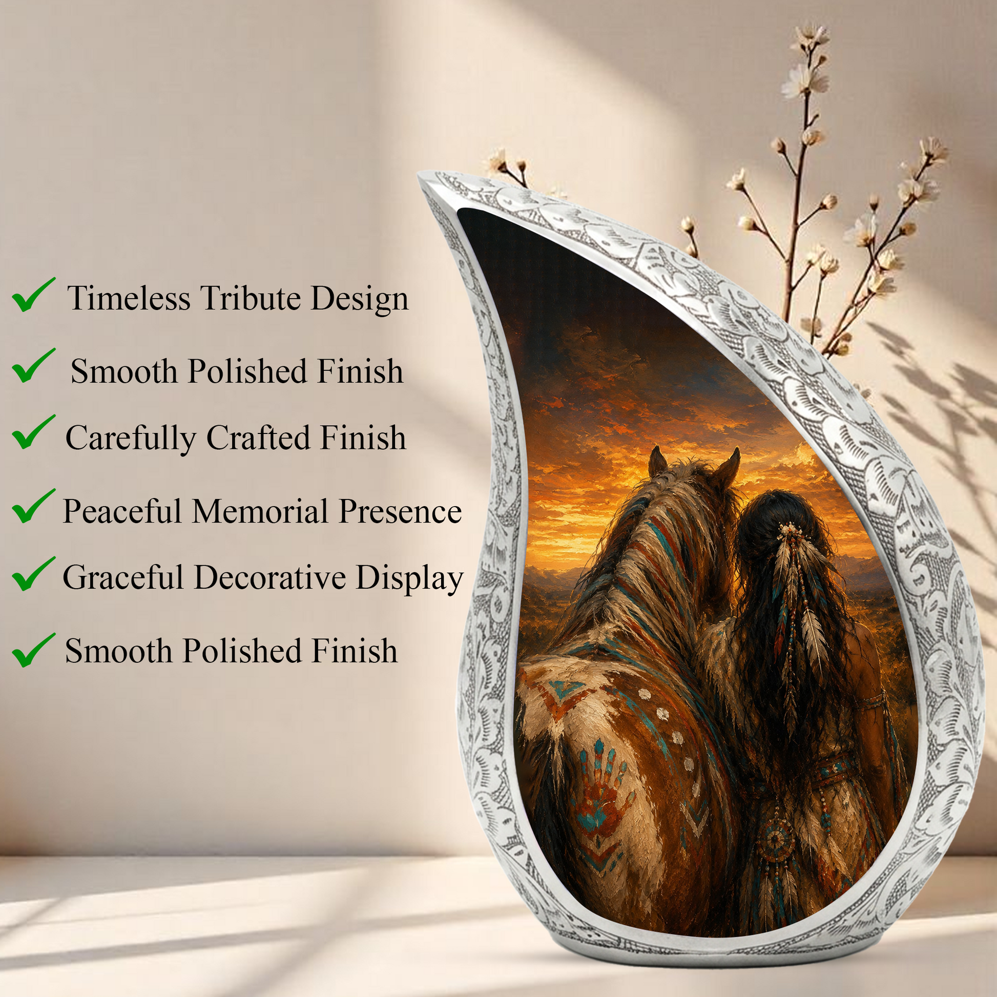 Native American Urn for Human Ashes – Beautiful Memorial Urn for Mom, Women & Female Loved Ones