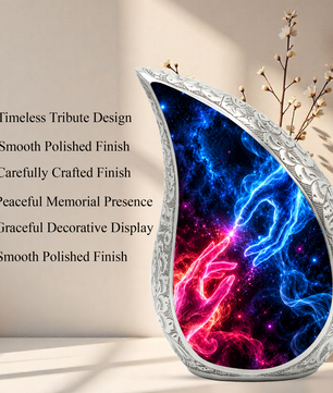 Cosmic Connection Cremation Urn for Ashes, Celestial Hands Adult Memorial Urn