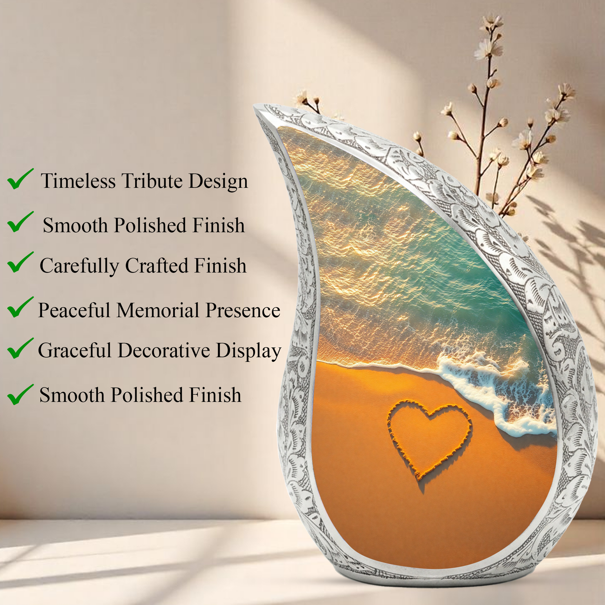 Beach Memorial Urn | Ocean Waves Cremation Urn | Personalized Urn for Mom & Loved Ones