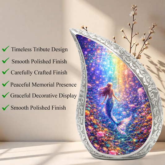 Mermaid Ocean Urn for Mom – Premium Mermaid Ocean Cremation Urn for Human Ashes
