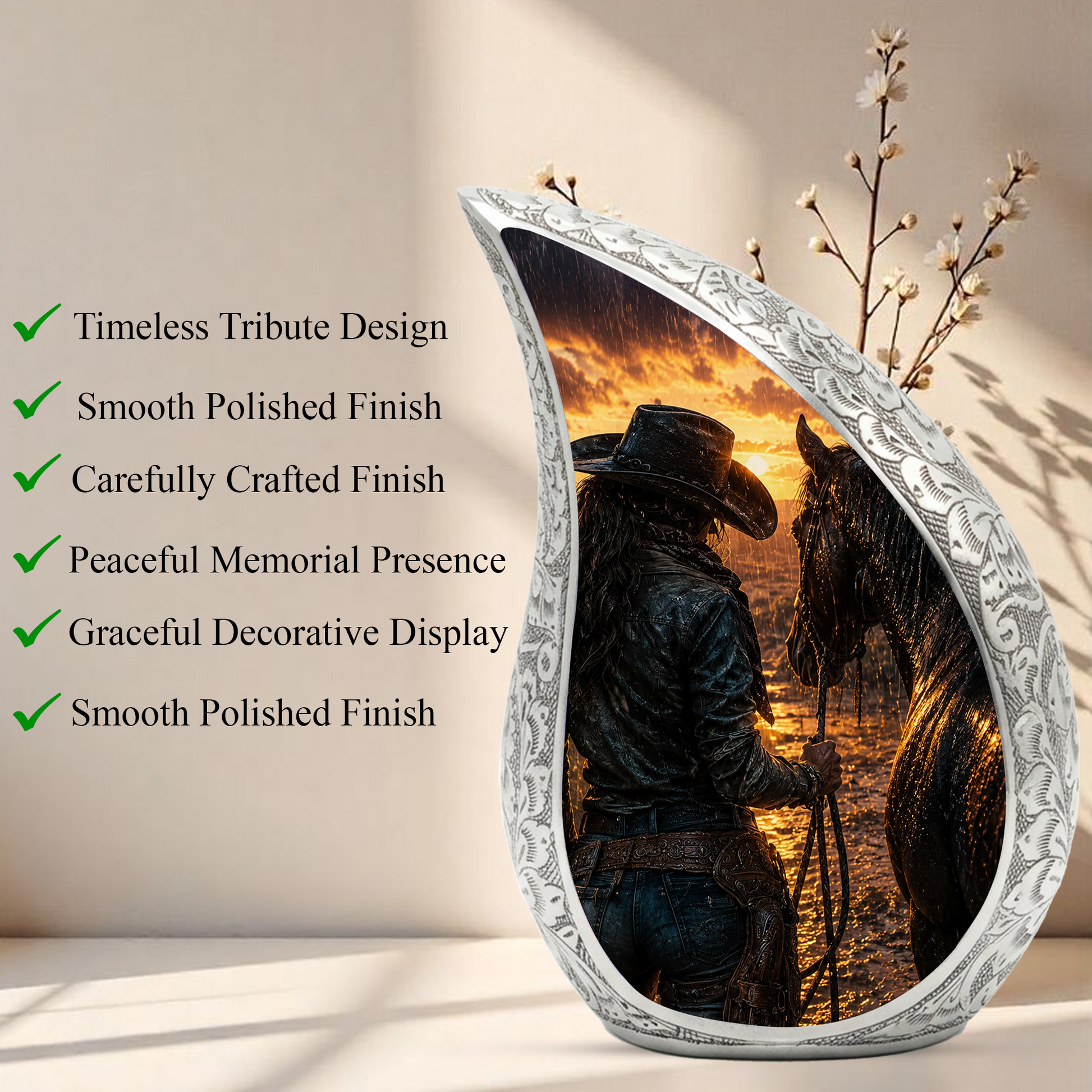Cowgirl Urn for Human Ashes – Beautiful Western Cremation Urn for Mom, Women, Mother, Sister & Daughte