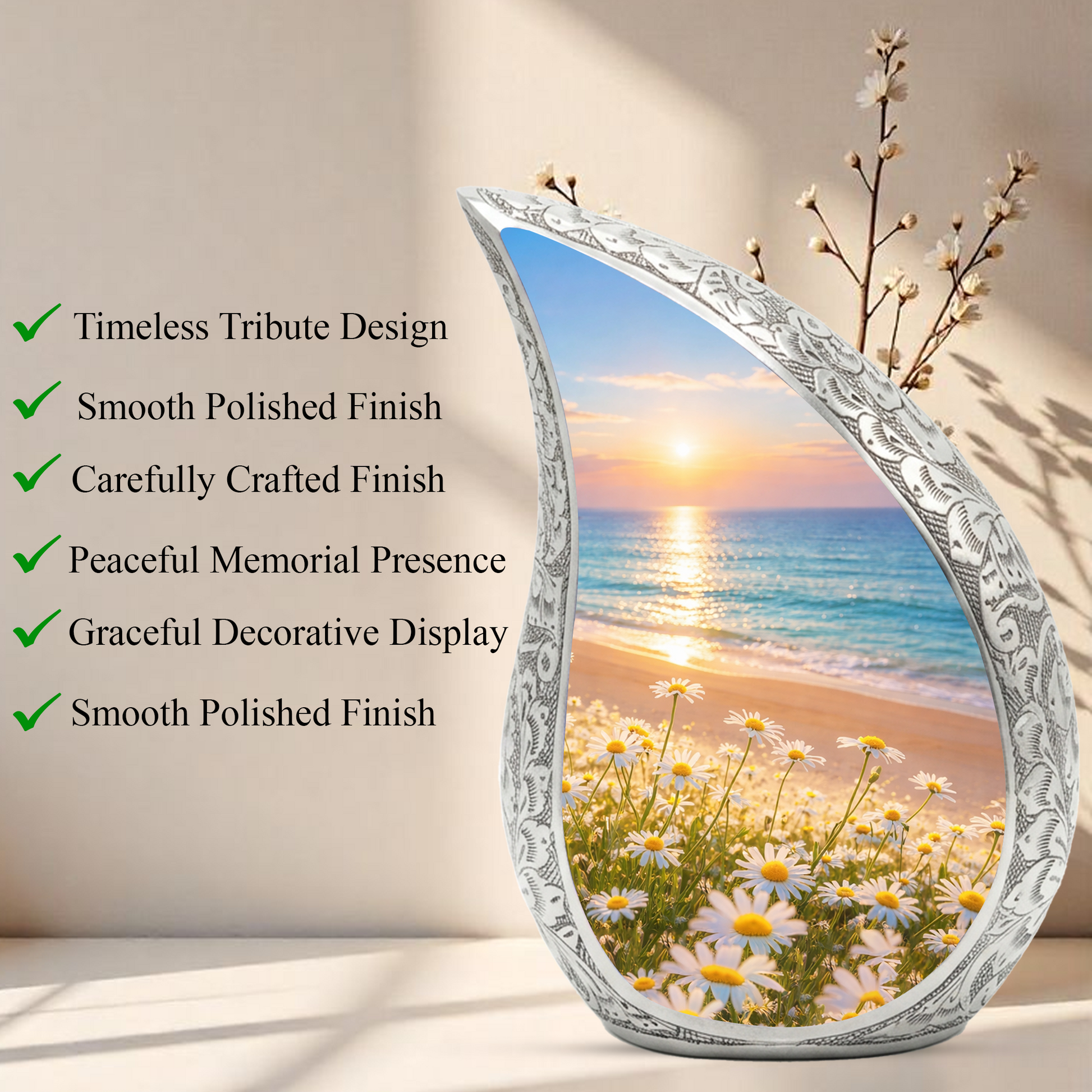 Sunflower Beach Adult Urn for Human Ashes – Premium Beach Cremation Urn