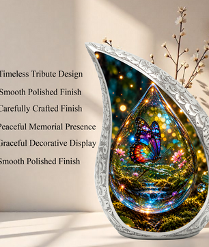 Butterfly Cremation Urn for Adult Ashes, Colorful Glass Butterfly Memorial Urn