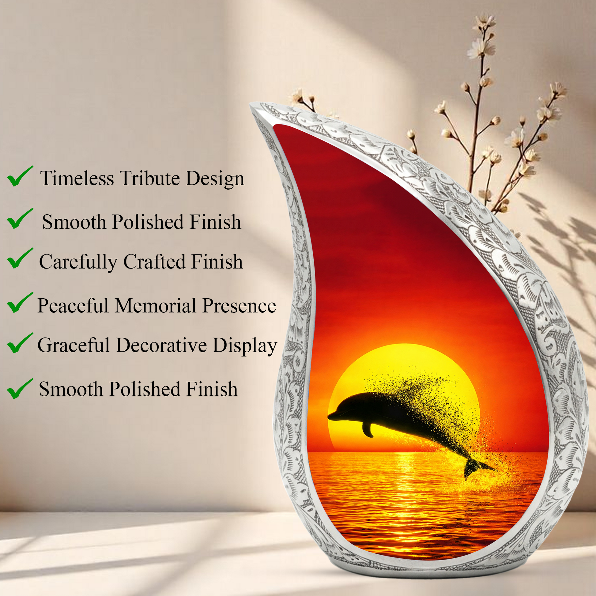 Dolphin Memorial Urn for Mom, Adult Cremation Urn for Ashes