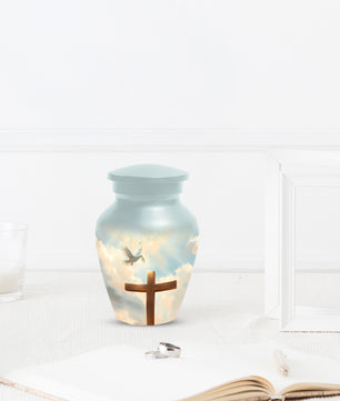 Christian Cross Cremation Urn for Mom – Dove Memorial Urn for Ashes