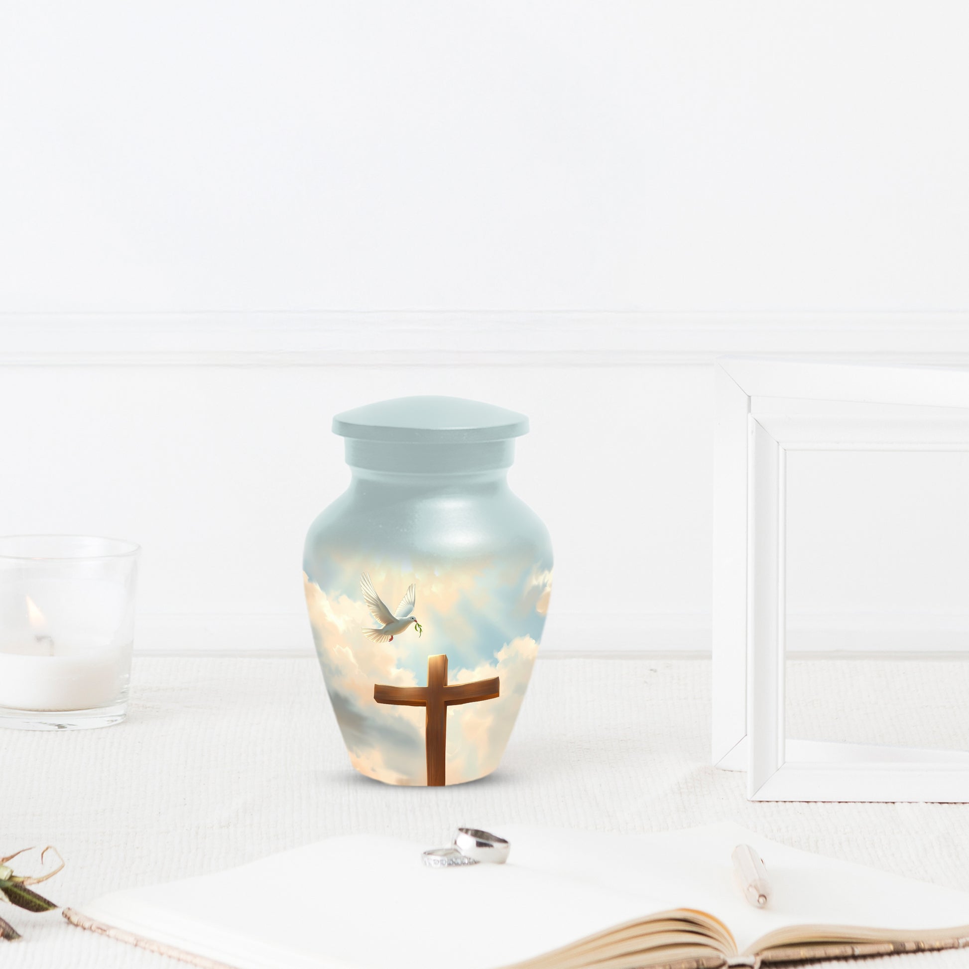 Christian Cross Cremation Urn for Mom – Dove Memorial Urn for Ashes