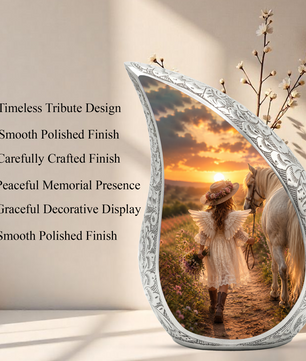 Angel Horse Memorial Urn for Ashes, Mom Cremation Urn,Adult Funeral Urn for Human Ash