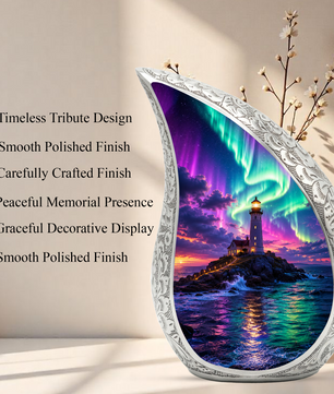 Ocean Lighthouse Cremation Urn for Human Ashes | Aurora Beach & Coastal Memorial Urn | Beautiful Ocean Urn for Mom, Dad, Women & Men