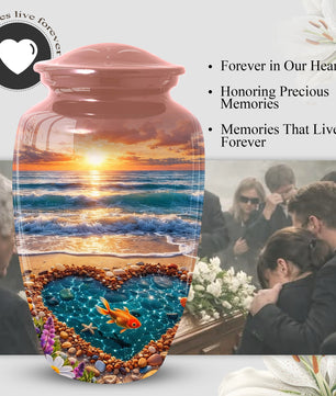 Funeral Urn for Mom – Beach Sunset Memorial Large Urn for Ashes