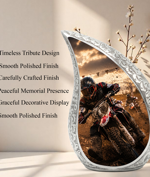 Motorcycle Rider Urn for Dad | Adult Male Cremation Urn for Ashes | Motorcycle Urns for Men